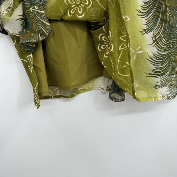 Women's Boho Beaded Flowy Tunic Top Sz 3X Green Fairy Artsy Gypsy Whimsical - Picture 7 of 10